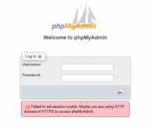 Failed to set session cookie. Maybe you are using HTTP instead of HTTPS to access phpMyAdmin